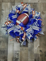 Load image into Gallery viewer, Football Wreath, Cowboys Wreath, NFL Ribbon Wreath, NFL Wreath, Sport Fan Wreath, Sport Wreath, Football Season Wreath, Door Decor

