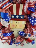 Load image into Gallery viewer, Uncle Sam Wreath, Americana Decor, Patriotic, Summer
