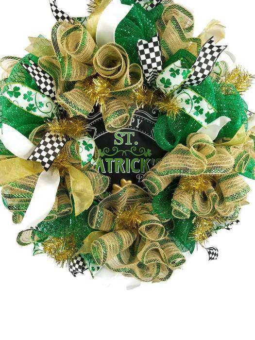 St Patty's Day Wreath, St Patrick's Day Decor, Celtic Wreath, Irish Decor, Lucky Clover Wreath, Spring Decor, Front Door Wreath, Lucky Decor