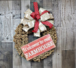 Load image into Gallery viewer, Farmhouse Burlap Wreath, Farmhouse Wreath, Door Decor
