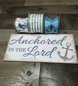 Anchored In The Lord Sign and Ribbon Kit, Wreath Kit Supply, Religious